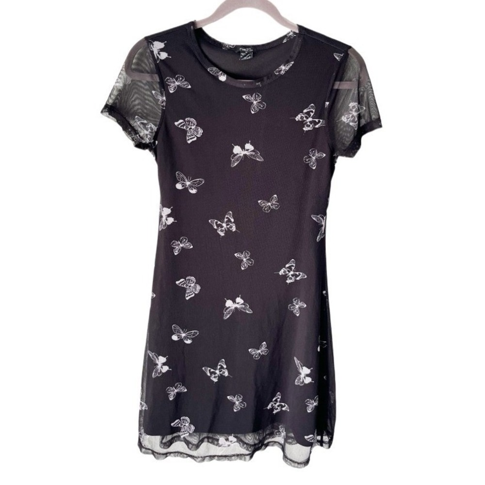 Rue21 Fairycore Mesh Overlay Butterfly Print Dress Size Medium Y2K‎ Grunge